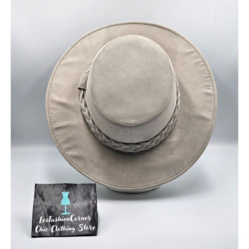 Anthropologie ASN Cordobes Hat Light Gray Faux Suede Braided Boho One Size 3233 - Picture 6 of 13